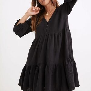 Madewell Lightspun Colette Mini Dress In Night Vision Color. (H5)